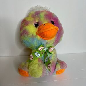Hug & Luv Duck Plush Stuffed Animal Pink Orange Sparkly Pink Eyes Easter 10"